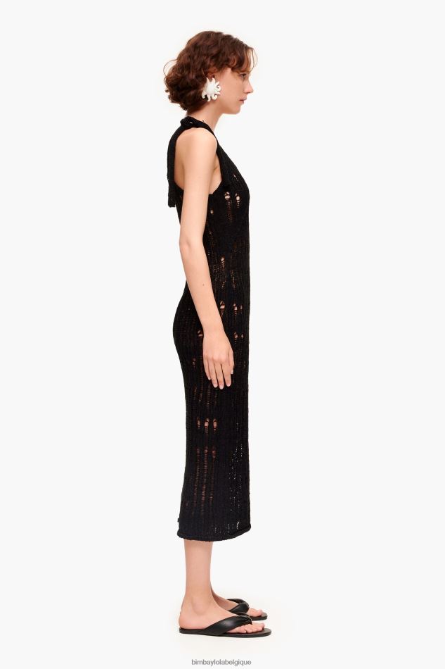 vêtements Bimba Y Lola robe longue au crochet noir HV4486175