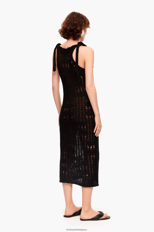 vêtements Bimba Y Lola robe longue au crochet noir HV4486175