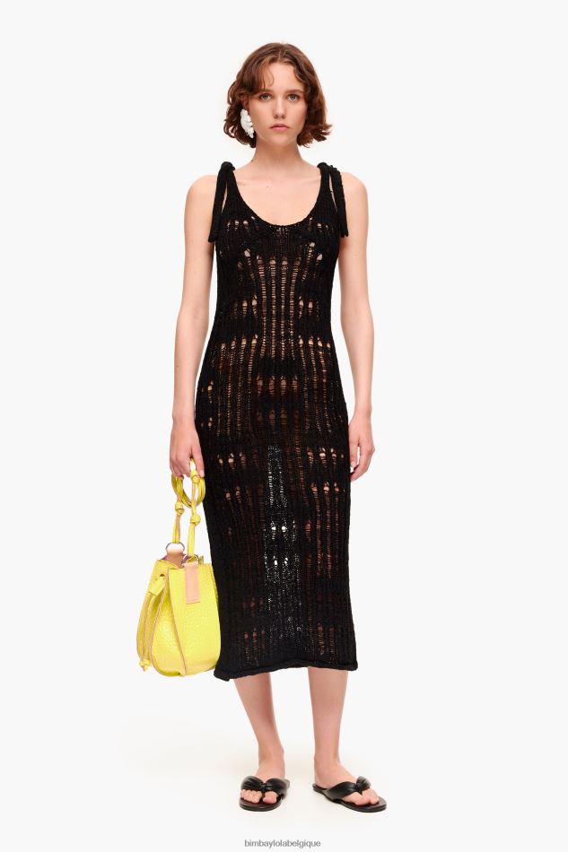 vêtements Bimba Y Lola robe longue au crochet noir HV4486175