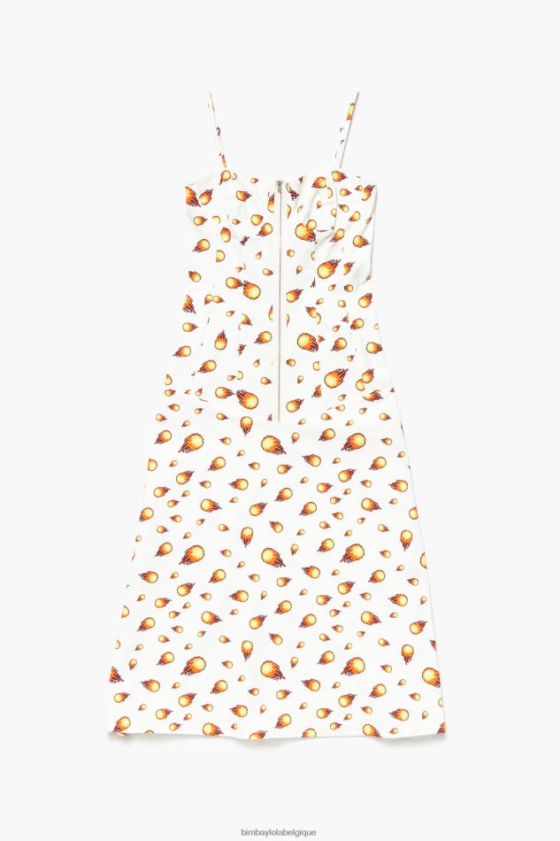 vêtements Bimba Y Lola robe longue à imprimé feu blanc HV4486197