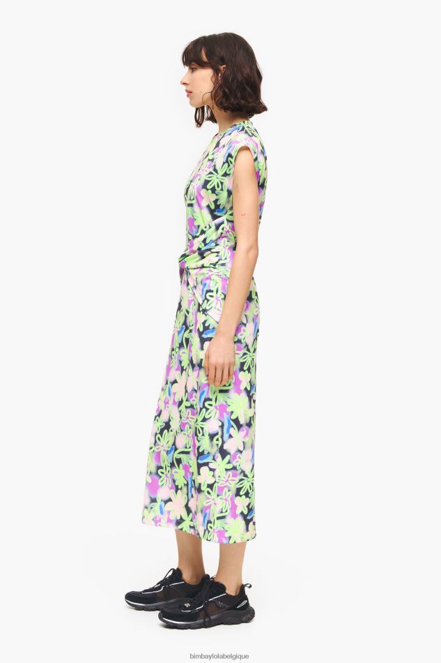 vêtements Bimba Y Lola robe mi-longue ajustée à fleurs graffiti lilas HV4486215
