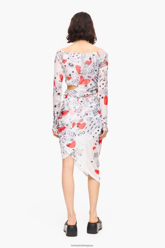 vêtements Bimba Y Lola robe mi-longue ajustée à imprimé cœur surnom HV4486224