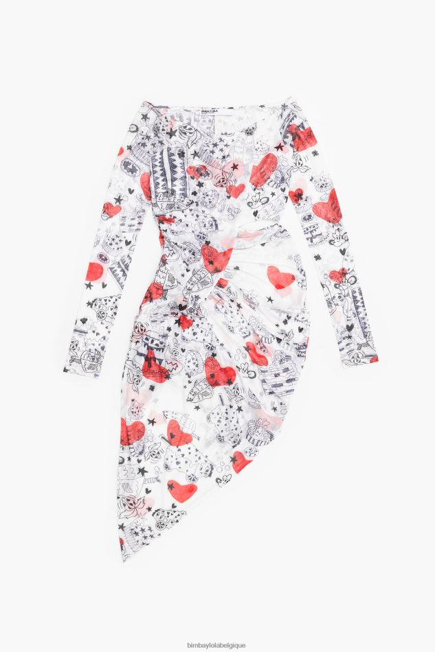 vêtements Bimba Y Lola robe mi-longue ajustée à imprimé cœur surnom HV4486224