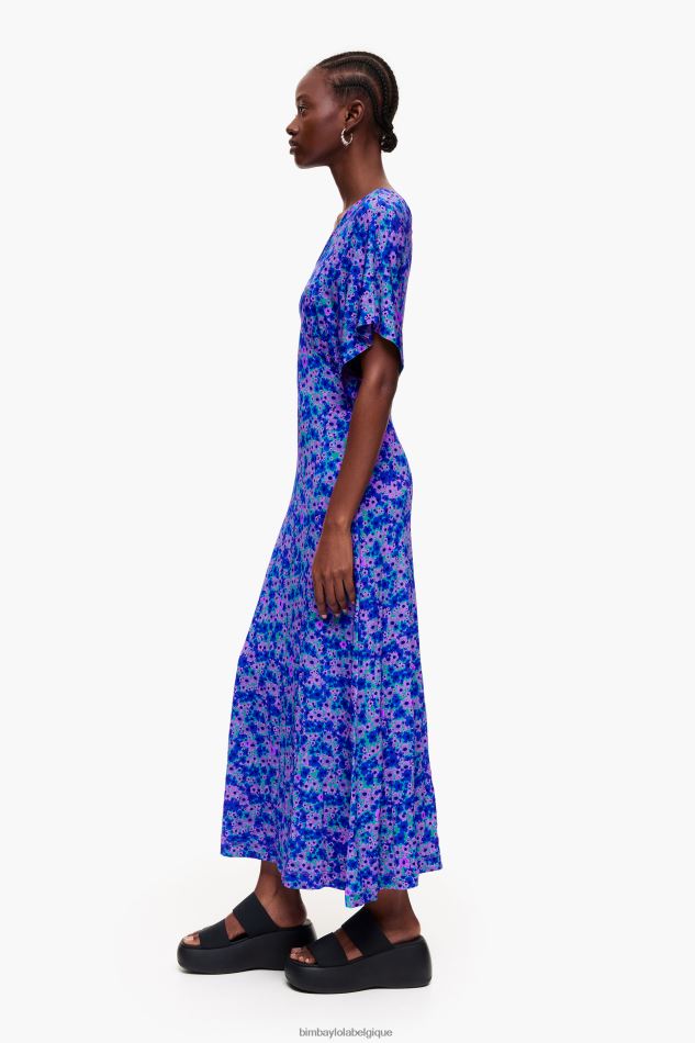 vêtements Bimba Y Lola robe mi-longue entièrement imprimée fleurs HV4486209