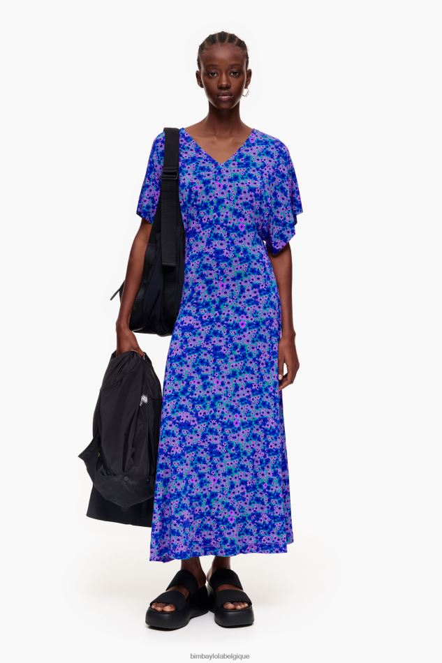 vêtements Bimba Y Lola robe mi-longue entièrement imprimée fleurs HV4486209