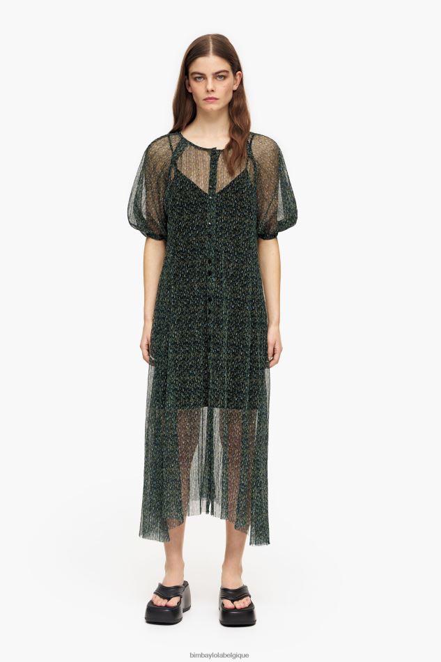 vêtements Bimba Y Lola robe mi-longue à fleurs romantiques vert HV4486236