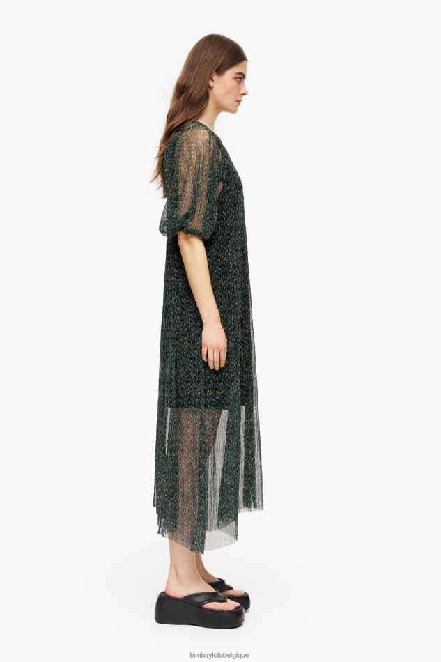 vêtements Bimba Y Lola robe mi-longue à fleurs romantiques vert HV4486236