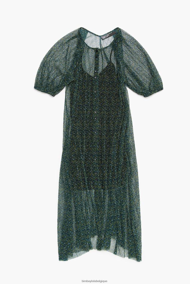 vêtements Bimba Y Lola robe mi-longue à fleurs romantiques vert HV4486236