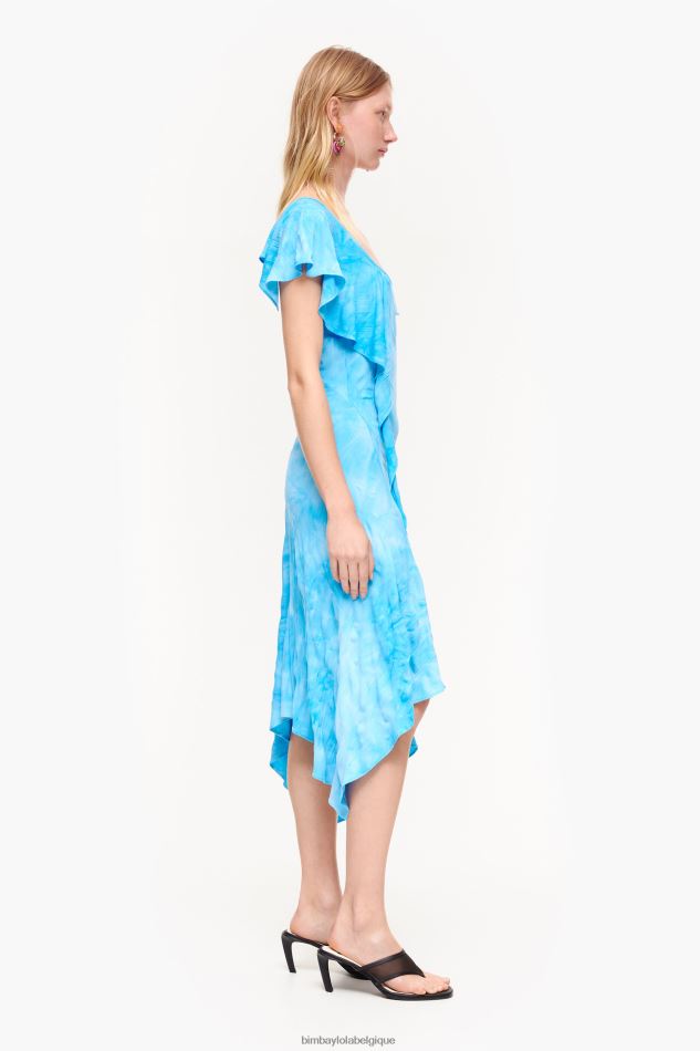 vêtements Bimba Y Lola robe mi-longue fluide bleu HV4486191