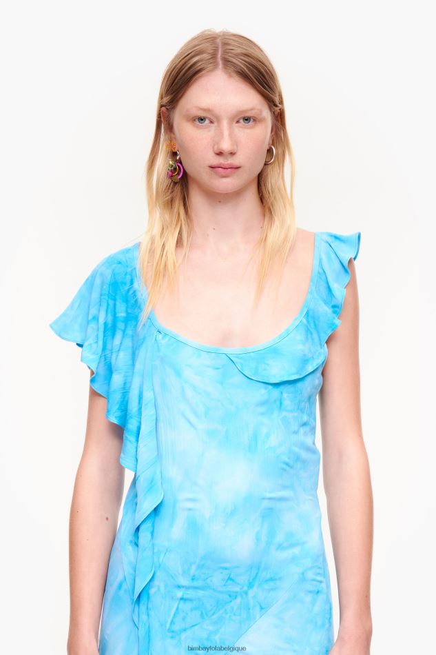 vêtements Bimba Y Lola robe mi-longue fluide bleu HV4486191