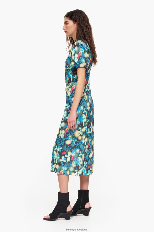 vêtements Bimba Y Lola robe mi-longue fluide à fleurs graffiti HV4486232