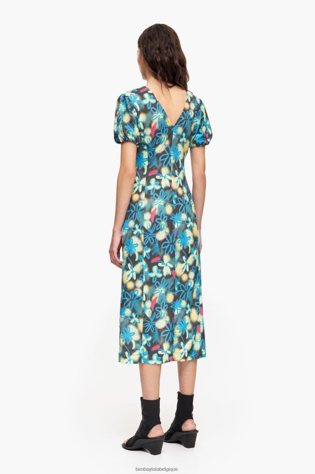 vêtements Bimba Y Lola robe mi-longue fluide à fleurs graffiti HV4486232
