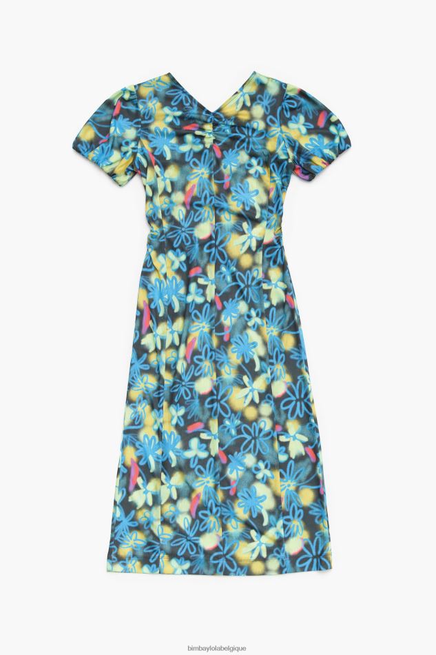 vêtements Bimba Y Lola robe mi-longue fluide à fleurs graffiti HV4486232