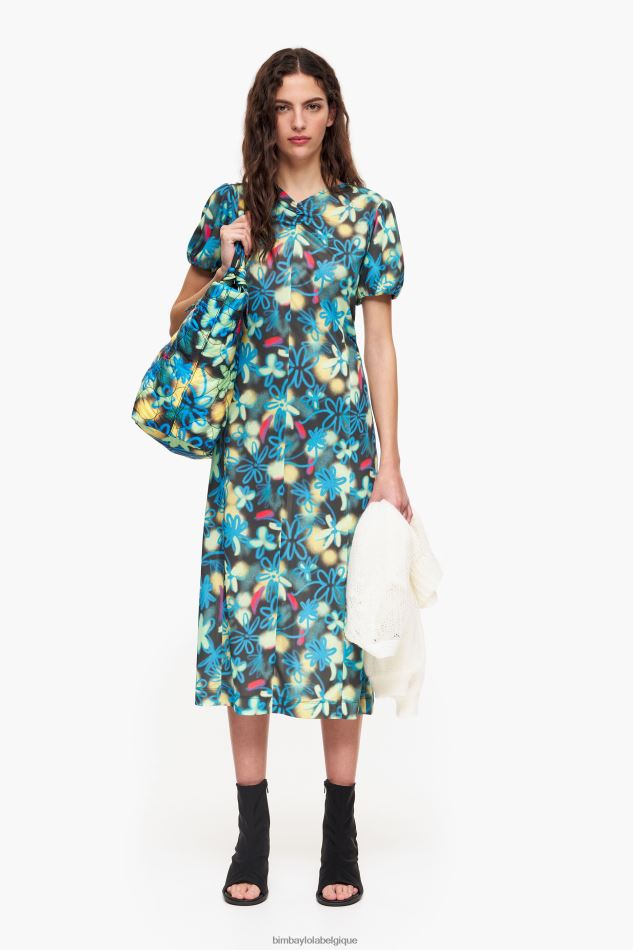 vêtements Bimba Y Lola robe mi-longue fluide à fleurs graffiti HV4486232