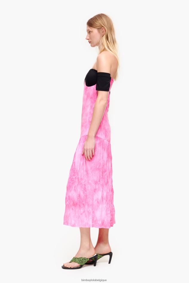 vêtements Bimba Y Lola robe mi-longue fluide rose HV4486189