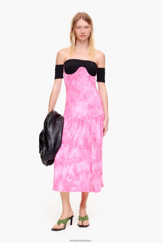 vêtements Bimba Y Lola robe mi-longue fluide rose HV4486189