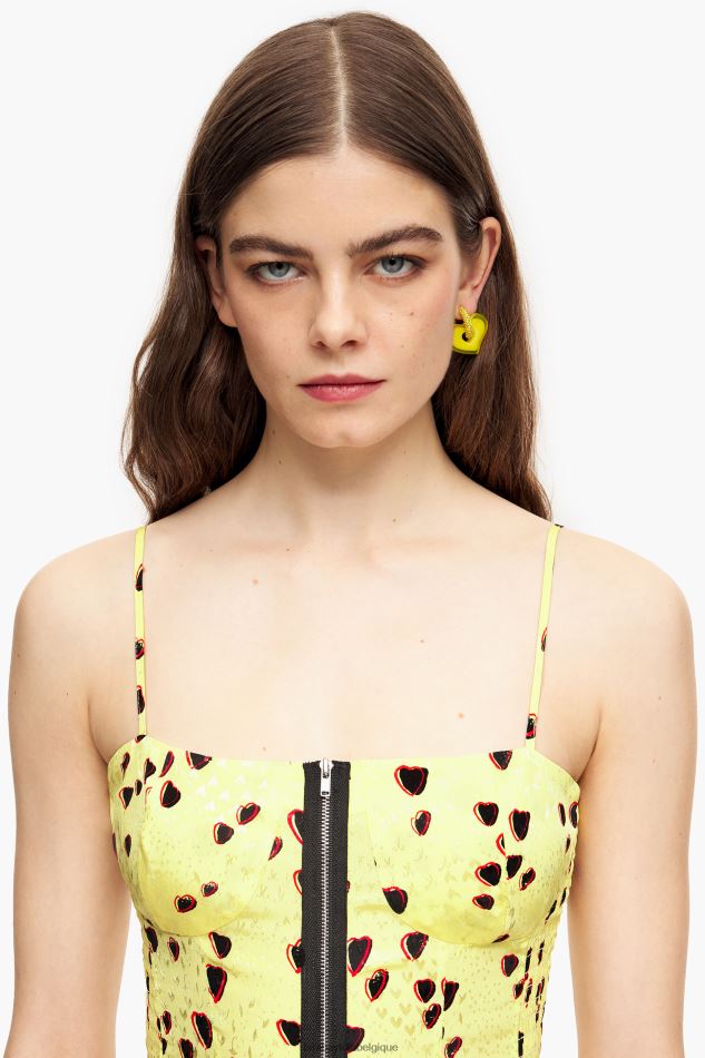 vêtements Bimba Y Lola robe mi-longue à imprimé petits cœurs jaune HV4486222