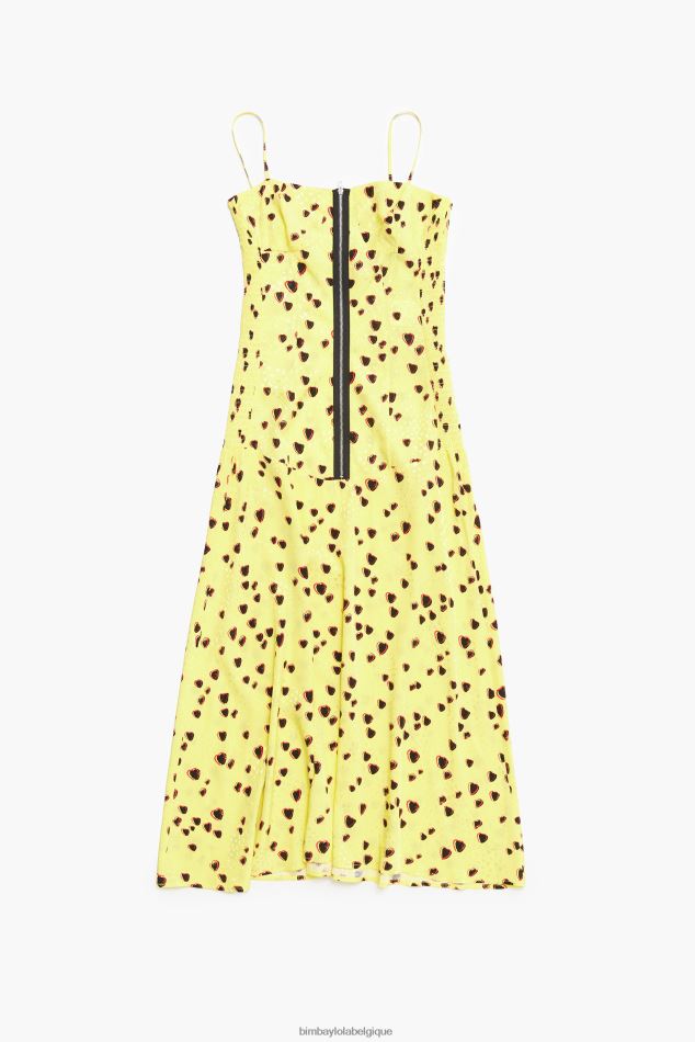 vêtements Bimba Y Lola robe mi-longue à imprimé petits cœurs jaune HV4486222