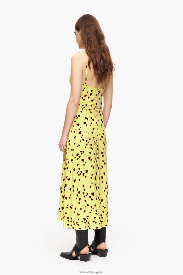 vêtements Bimba Y Lola robe mi-longue à imprimé petits cœurs jaune HV4486223
