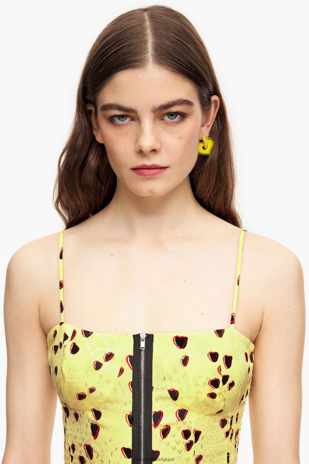 vêtements Bimba Y Lola robe mi-longue à imprimé petits cœurs jaune HV4486223