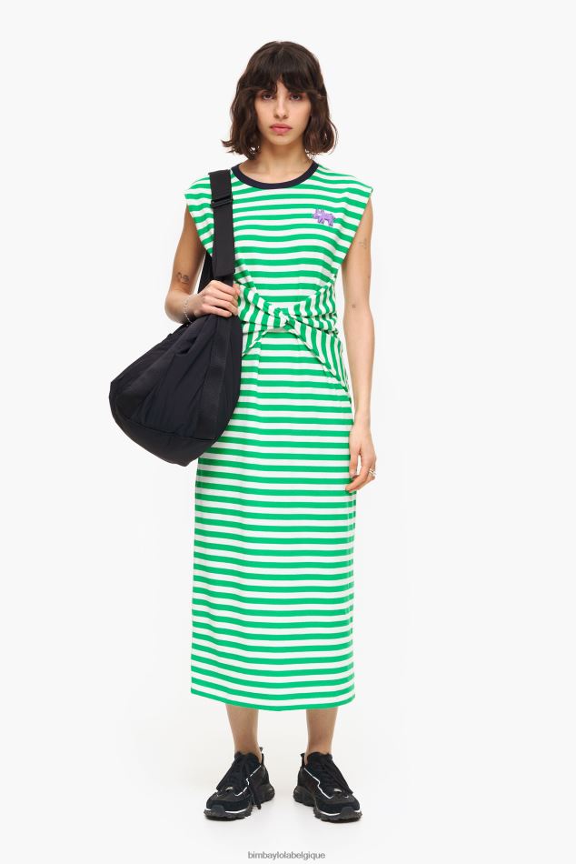 vêtements Bimba Y Lola robe mi-longue à rayures vert HV4486230