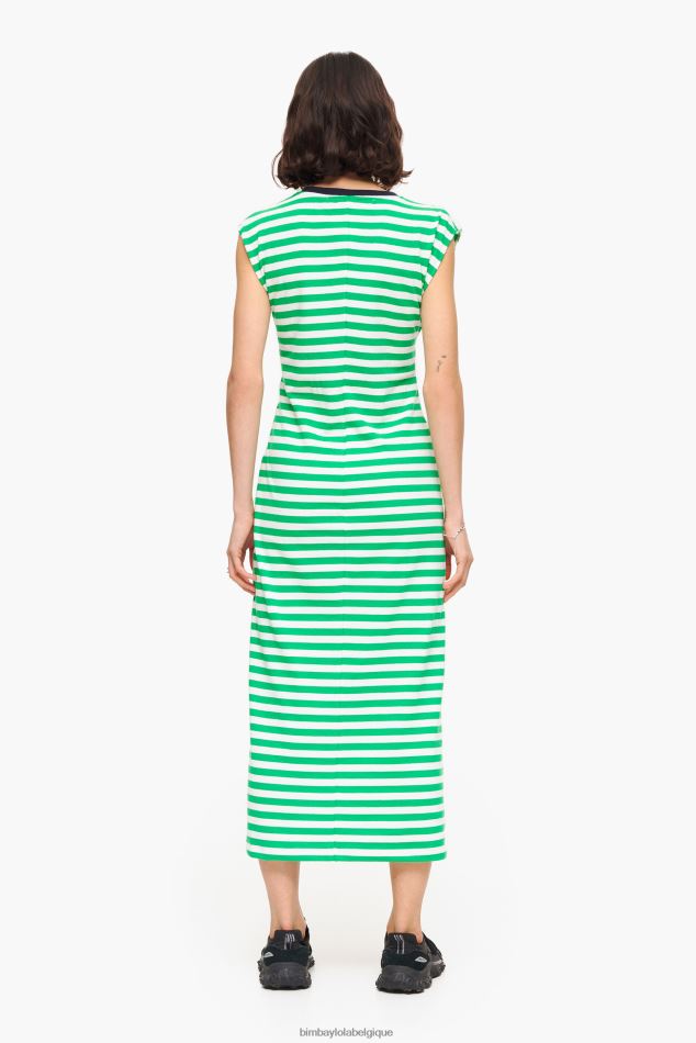 vêtements Bimba Y Lola robe mi-longue à rayures vert HV4486230
