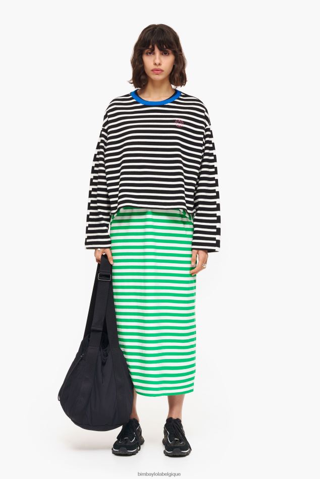 vêtements Bimba Y Lola robe mi-longue à rayures vert HV4486230