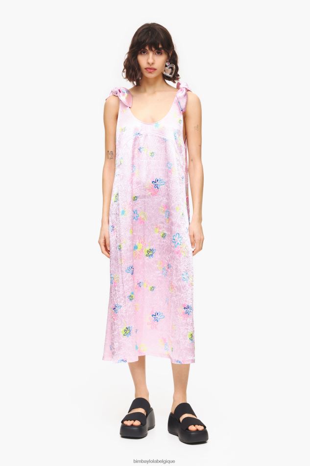 vêtements Bimba Y Lola robe mi-longue trapèze à fleurs imprimées rose HV4486214