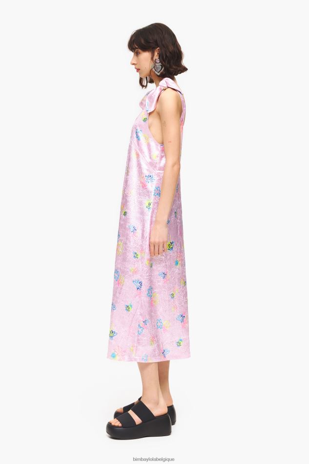 vêtements Bimba Y Lola robe mi-longue trapèze à fleurs imprimées rose HV4486214