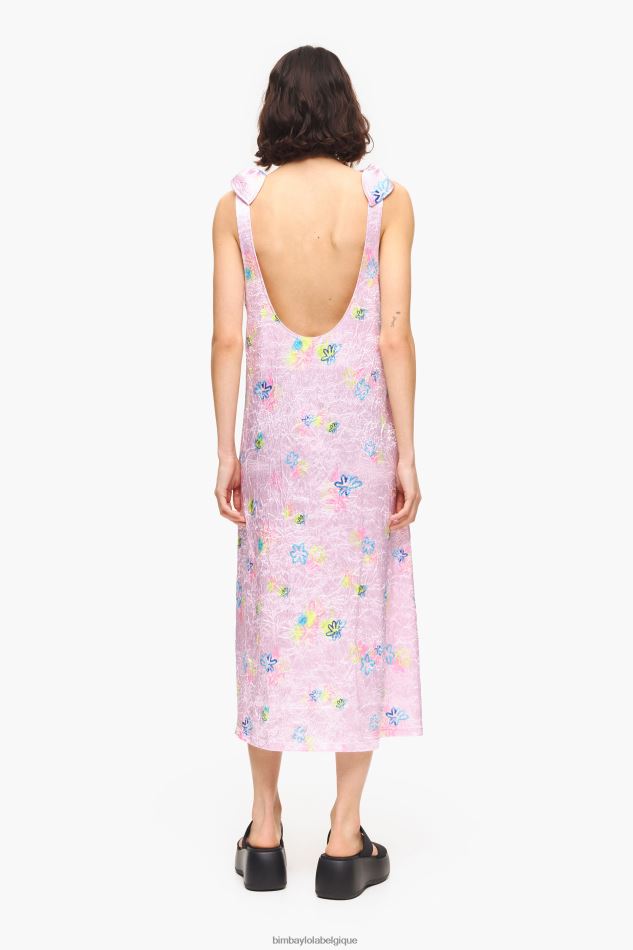 vêtements Bimba Y Lola robe mi-longue trapèze à fleurs imprimées rose HV4486214