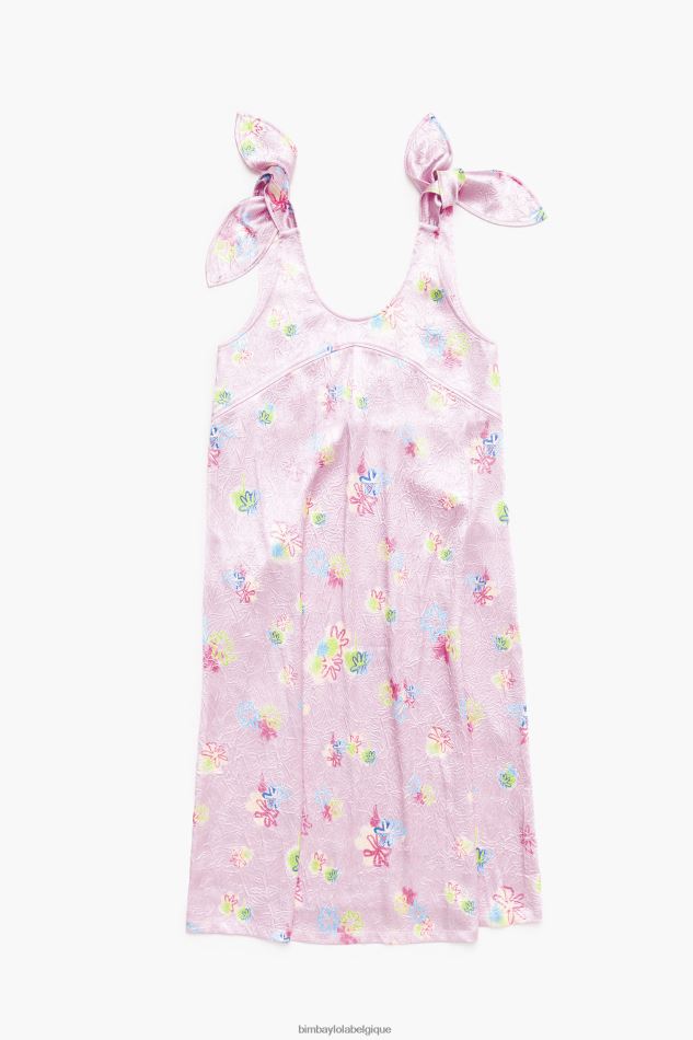vêtements Bimba Y Lola robe mi-longue trapèze à fleurs imprimées rose HV4486214