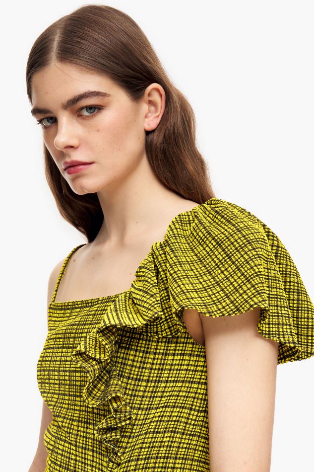 vêtements Bimba Y Lola robe midi fluide à carreaux jaune HV4486240