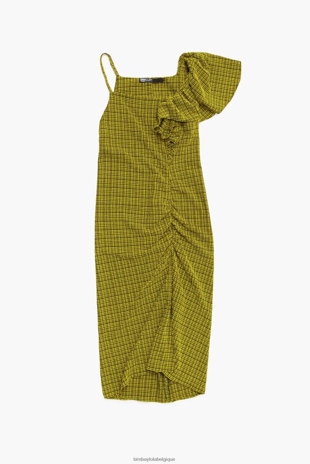 vêtements Bimba Y Lola robe midi fluide à carreaux jaune HV4486240