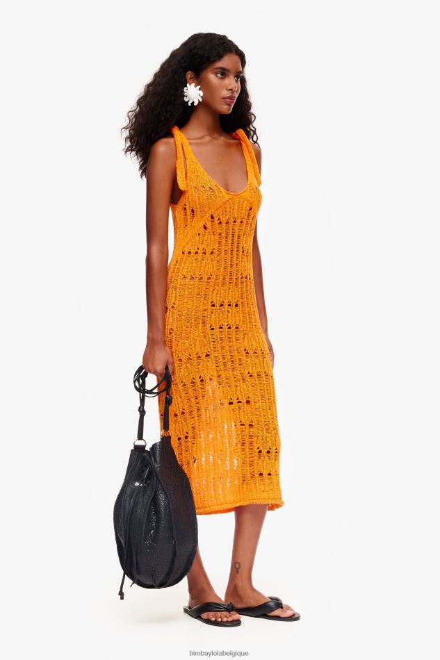 vêtements Bimba Y Lola robe nuisette au crochet orange HV4486174
