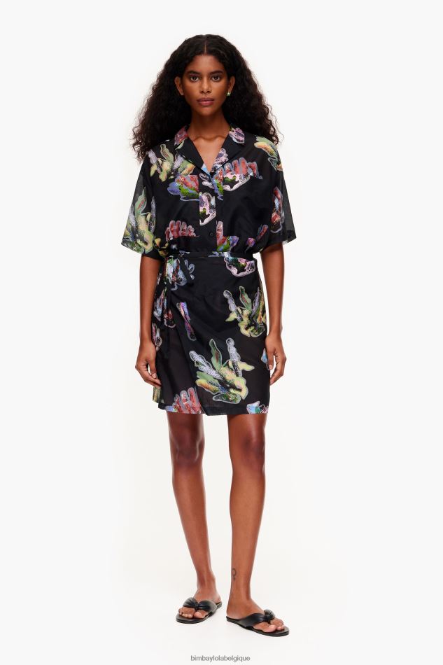 vêtements Bimba Y Lola robe paréo à imprimé corail gris HV4486185