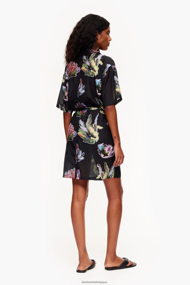 vêtements Bimba Y Lola robe paréo à imprimé corail gris HV4486185