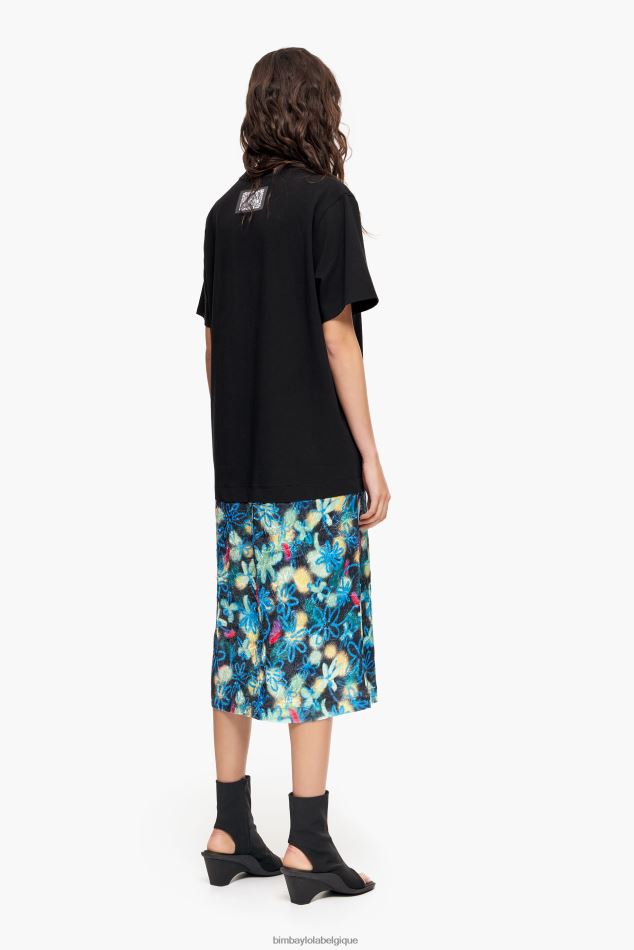 vêtements Bimba Y Lola robe t-shirt mi-longue à fleurs graffiti bleu HV4486235
