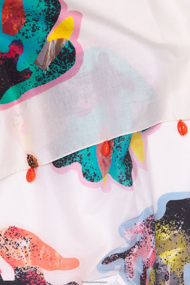 vêtements Bimba Y Lola paréo court corail en coton Ivoire HV44861206