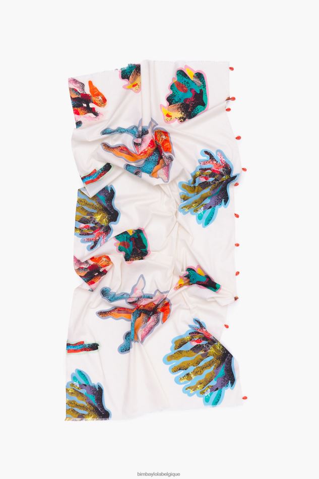 vêtements Bimba Y Lola paréo court corail en coton Ivoire HV44861206