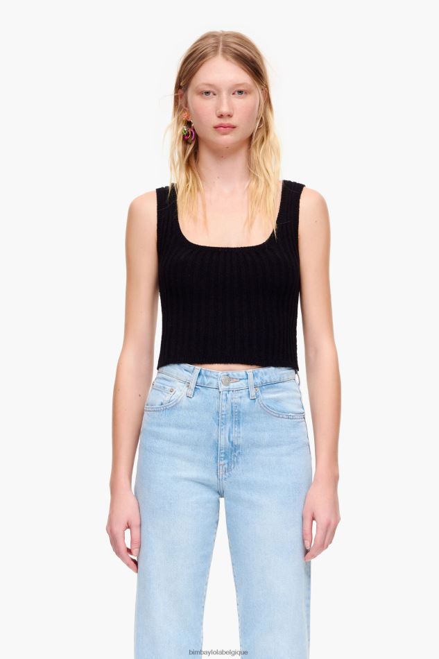 vêtements Bimba Y Lola haut ajusté à nervures noir HV4486313