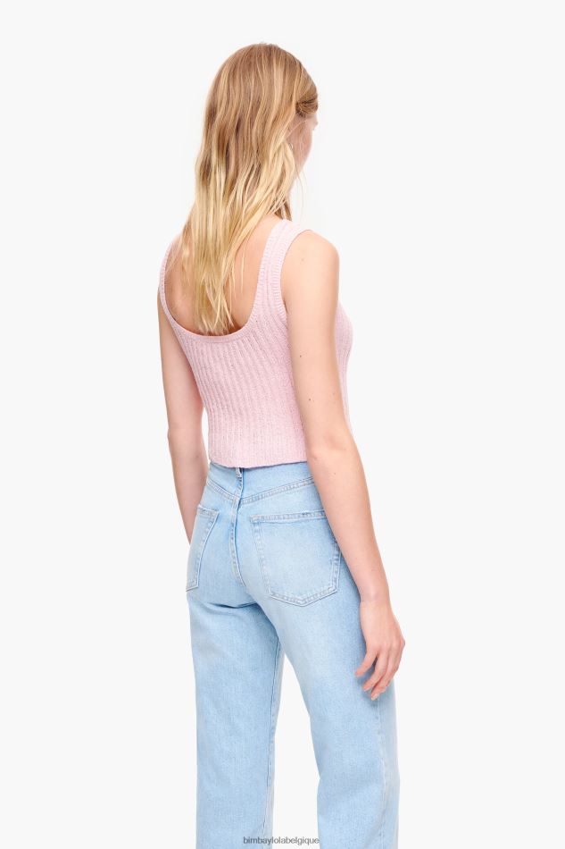 vêtements Bimba Y Lola haut ajusté à nervures rose HV4486314