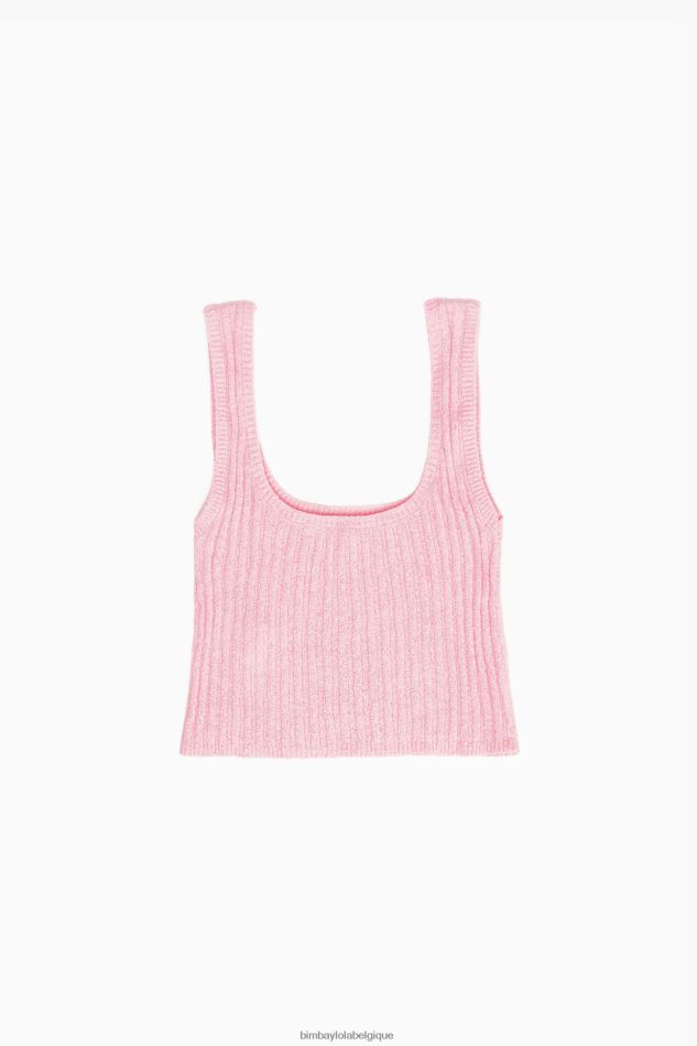 vêtements Bimba Y Lola haut ajusté à nervures rose HV4486314