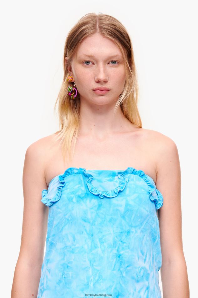 vêtements Bimba Y Lola haut ajusté à volants bleu HV4486341