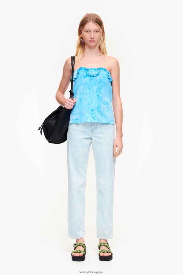 vêtements Bimba Y Lola haut ajusté à volants bleu HV4486341