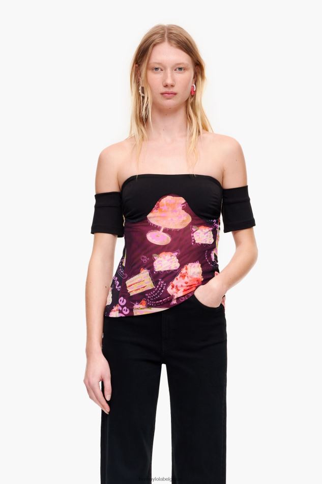 vêtements Bimba Y Lola haut à imprimé photo surnom noir HV4486342