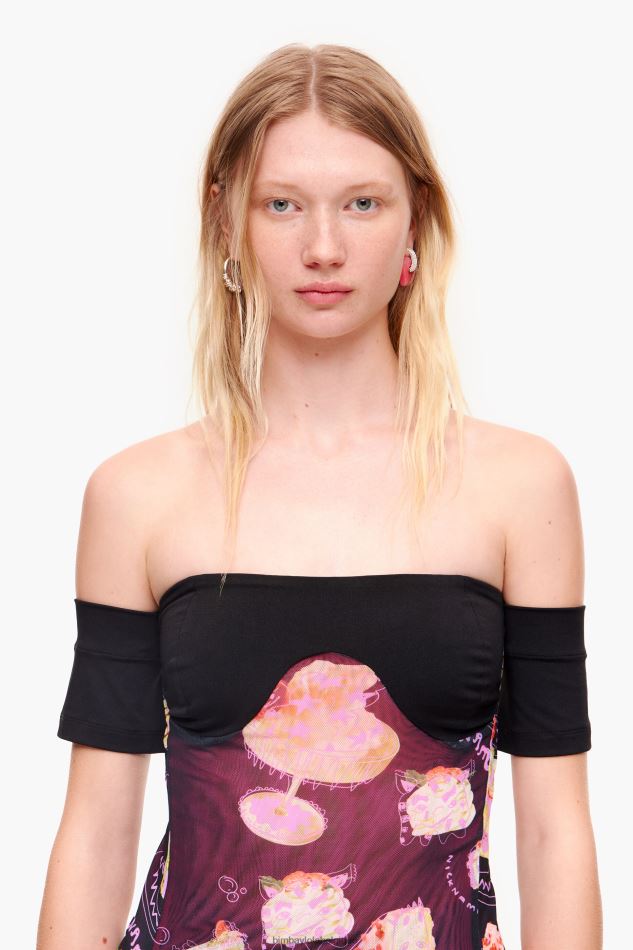 vêtements Bimba Y Lola haut à imprimé photo surnom noir HV4486342