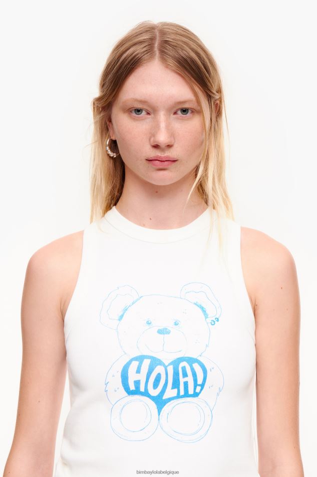 vêtements Bimba Y Lola haut à logo ours Ivoire HV4486274
