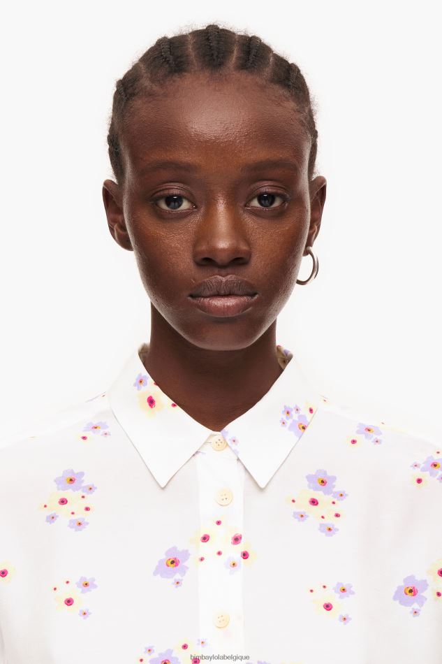 vêtements Bimba Y Lola chemise carrée à fleurs en acrylique blanc HV4486336