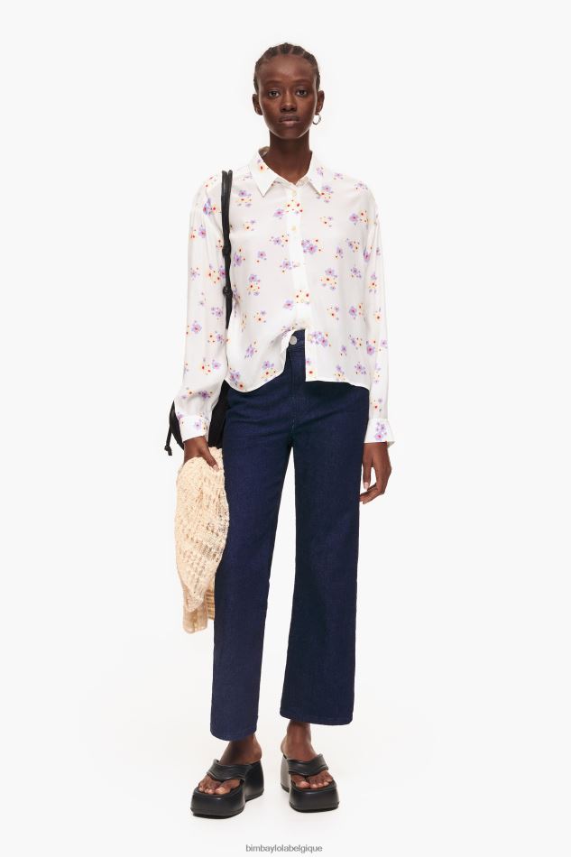 vêtements Bimba Y Lola chemise carrée à fleurs en acrylique blanc HV4486336