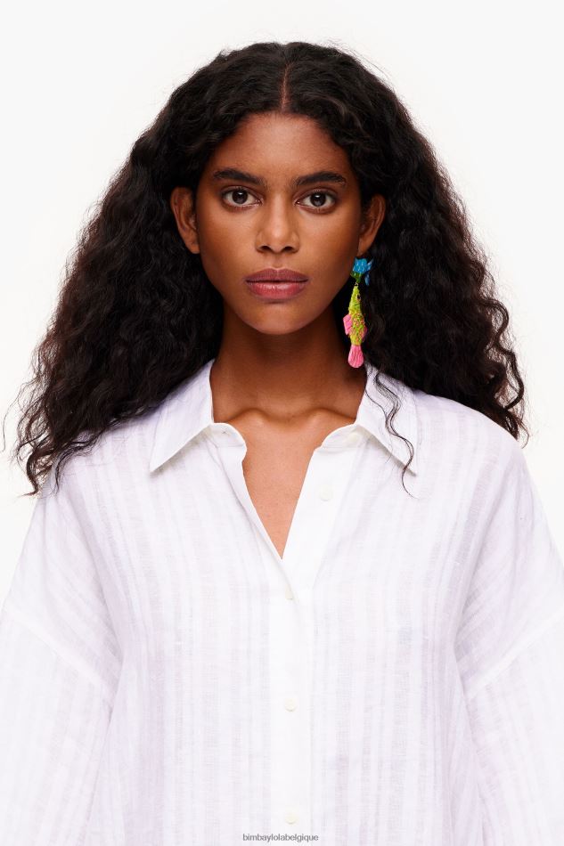 vêtements Bimba Y Lola chemise en lin blanc HV4486329